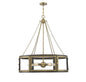 Lakefield 6-Light Pendant in Burnished Brass with Walnut