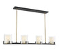 Eaton 4-Light Linear Chandelier in Matte Black with Warm Brass Accents