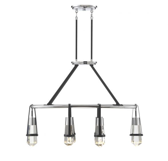 Denali 6-Light LED Linear Chandelier in Matte Black with Polished Chrome Accents