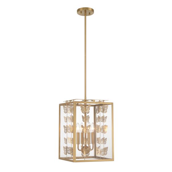 Birch 4-Light Pendant in Warm Brass