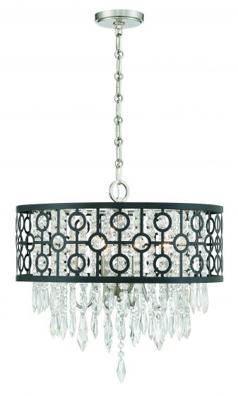 Rory 4-Light Pendant in Matte Black with Satin Nickel