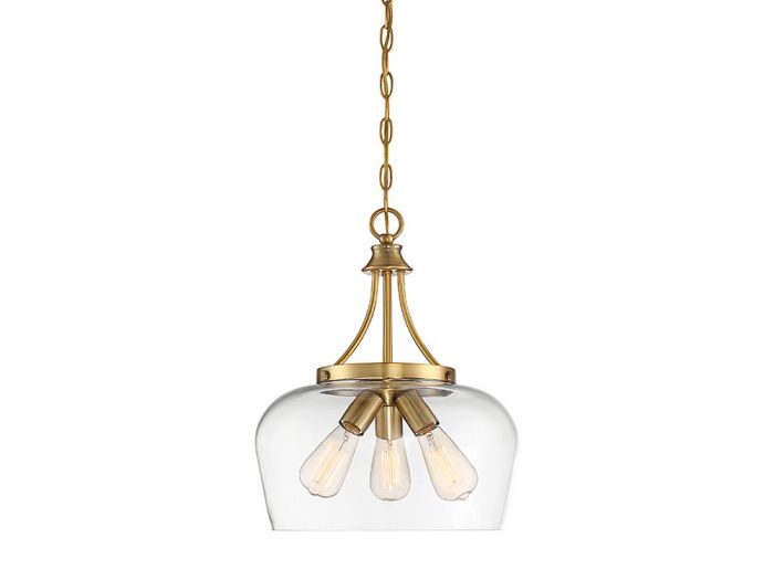 Octave 3-Light Pendant in Warm Brass