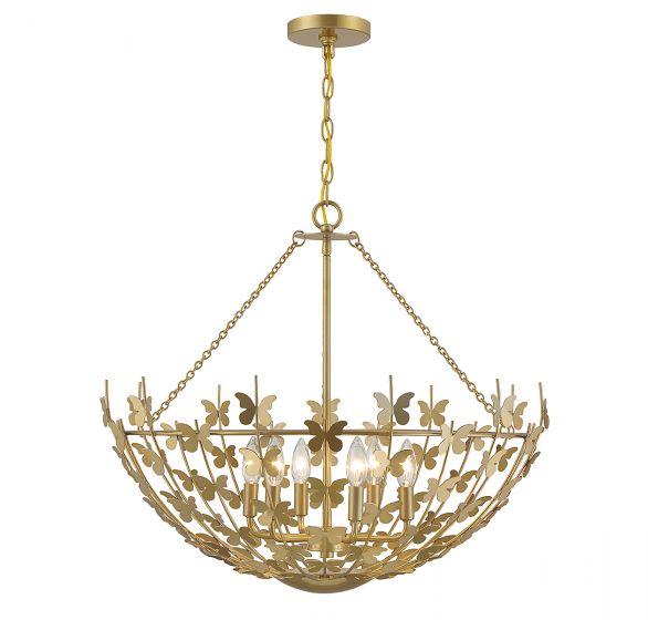 Birch 6-Light Pendant in Burnished Brass