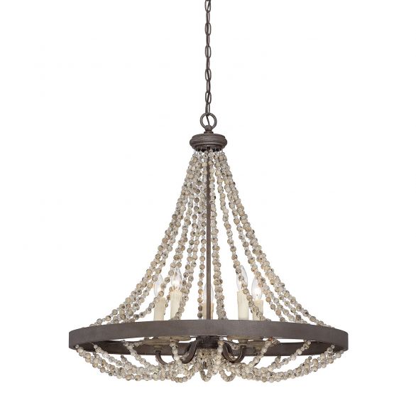 Mallory 5-Light Pendant in Fossil Stone