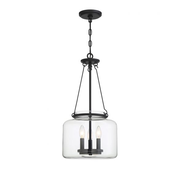 Akron 3-Light Pendant in Matte Black