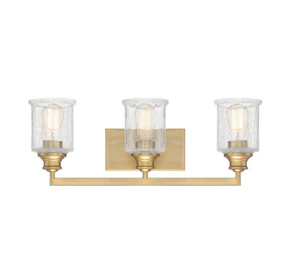 Hampton 3-Light Bathroom Vanity Light in Warm Brass