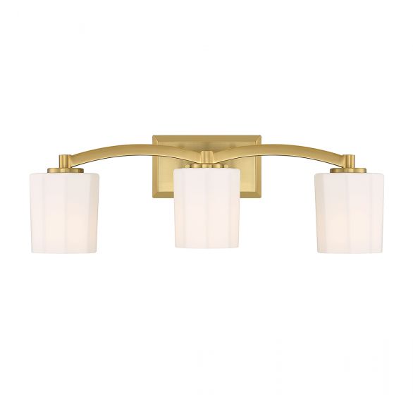 Whitney 3-Light Bathroom Vanity Light in Warm Brass