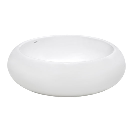 Ruvati 18 inch Round Bathroom Vessel Sink White Above Vanity Counter Circular Porcelain Ceramic - RVB0318