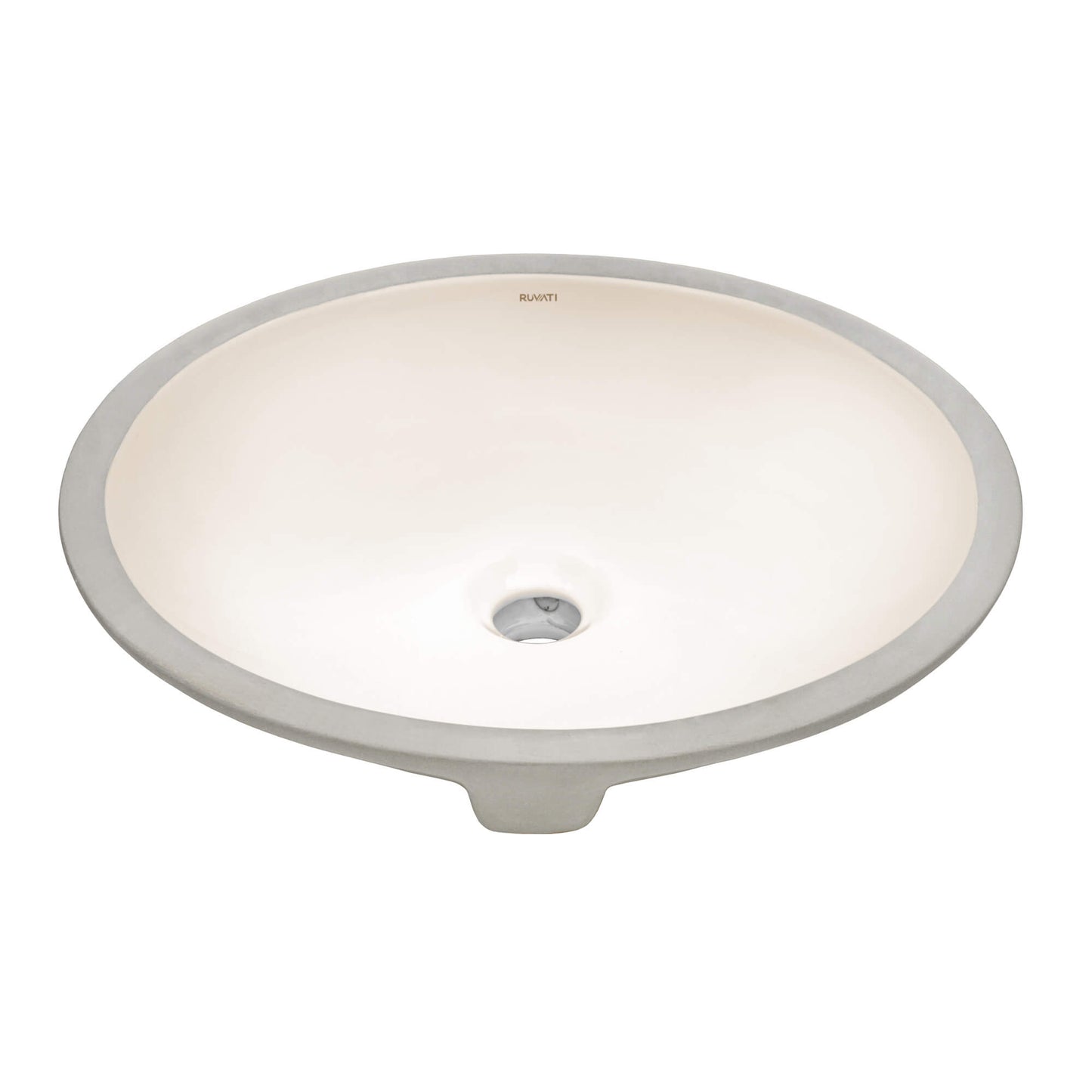 Ruvati 16 x 13 inch Undermount Bathroom Sink Biscuit Oval Porcelain Ceramic with Overflow - RVB0618BC