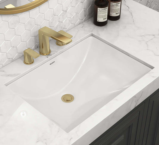 Ruvati 17 x 12 inch Undermount Bathroom Vanity Sink White Rectangular Porcelain Ceramic with Overflow - RVB0718