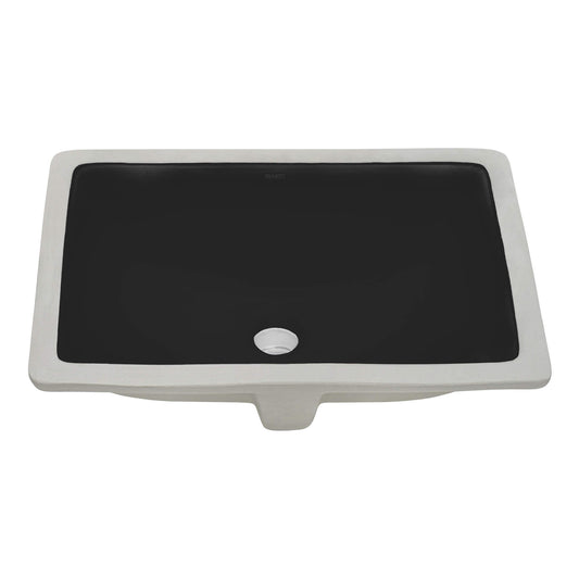 Ruvati 17 x 12 inch Undermount Bathroom Vanity Sink Black Rectangular Porcelain Ceramic with Overflow - RVB0718BK