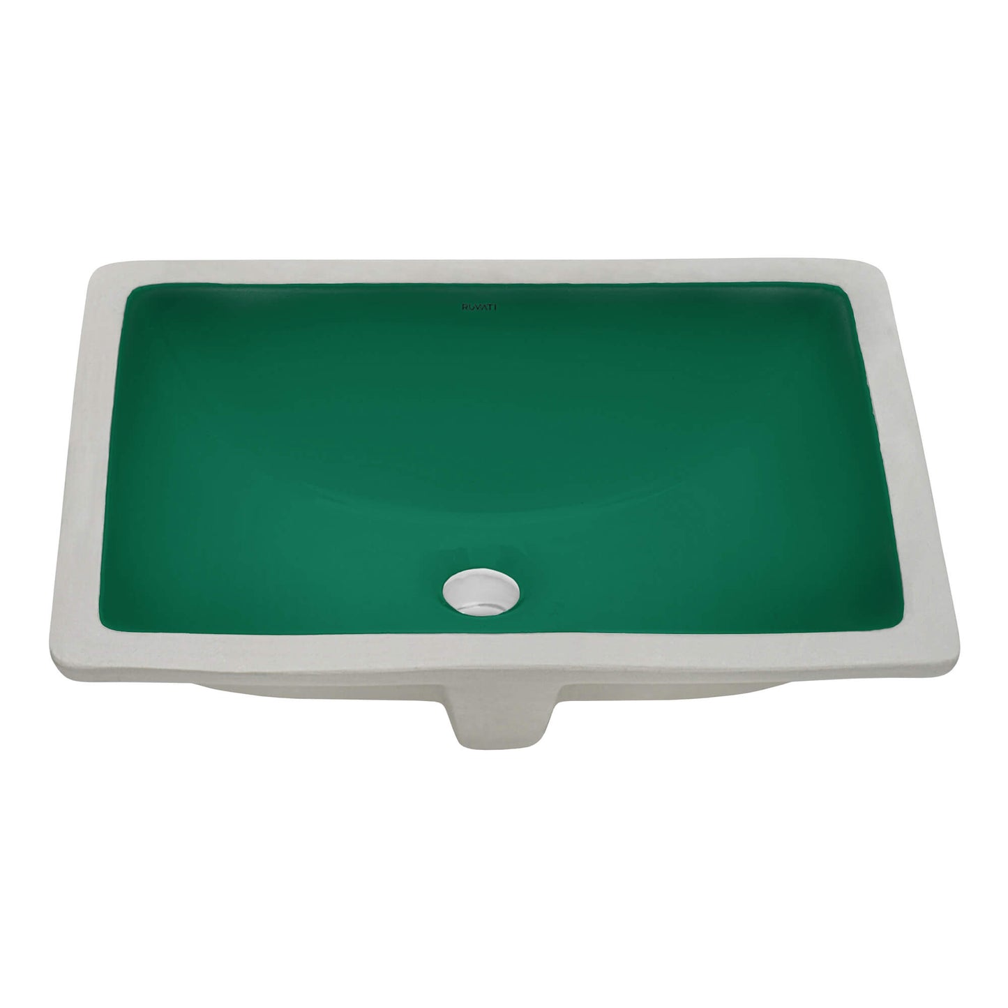 Ruvati 17 x 12 inch Undermount Bathroom Vanity Sink Emerald Green Rectangular Porcelain Ceramic with Overflow - RVB0718EG