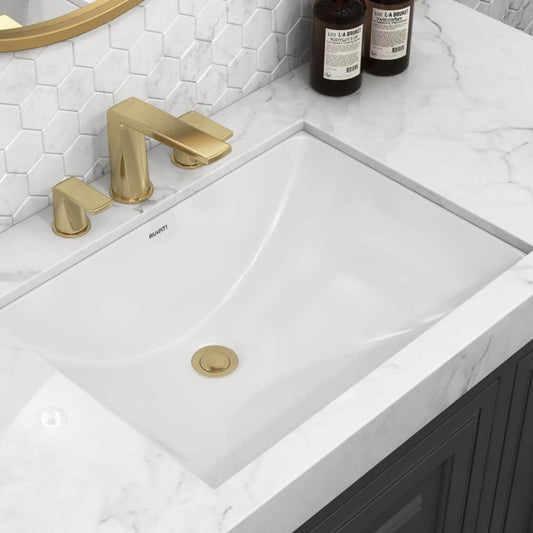 Ruvati 18 x 12 inch Undermount Bathroom Vanity Sink White Rectangular Porcelain Ceramic with Overflow - RVB0721