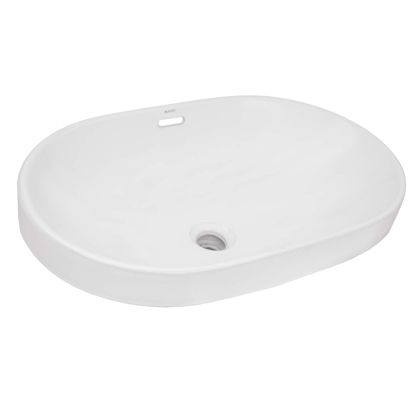 Ruvati 24 x 16 inch Semi-Recessed Drop-in Topmount Bathroom Sink Rectangular Ceramic with Overflow White - RVB0923WH