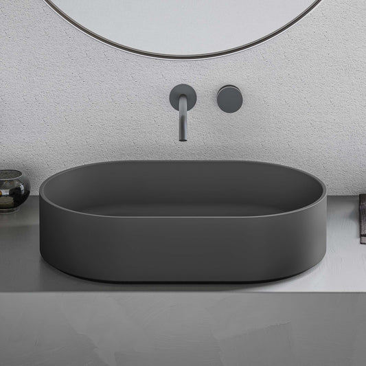 Ruvati 23-inch Matte Black epiStone Solid Surface Modern Bathroom Vessel Sink - RVB2550BK