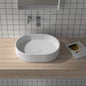 Ruvati 19 x 14 inch Fluted Vessel Bathroom Sink epiStone Solid Surface Modern Oval Matte White - RVB2819WH