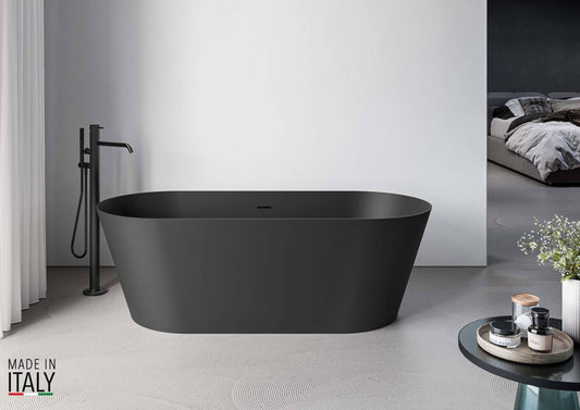 Ruvati 67-inch Black epiStone Solid Surface Oval Freestanding Bath Tub Omnia Matte - RVB6750BK