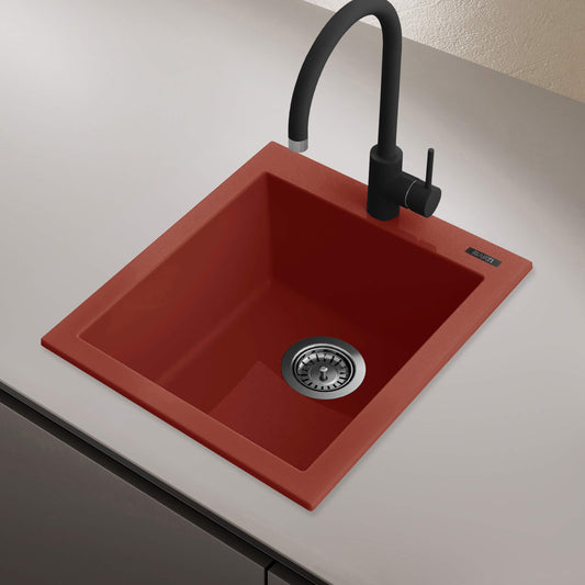 Ruvati 16 x 20 inch epiGranite Drop-in Topmount Granite Composite Single Bowl Kitchen Sink - Berry Red - RVG1016BR