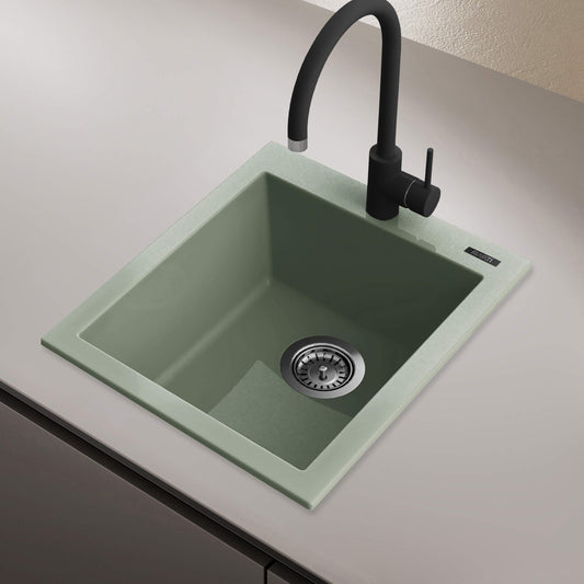 Ruvati 16 x 20 inch epiGranite Drop-in Topmount Granite Composite Single Bowl Kitchen Sink - Sage Green - RVG1016SG