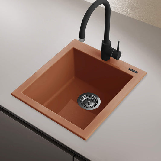 Ruvati 16 x 20 inch epiGranite Drop-in Topmount Granite Composite Single Bowl Kitchen Sink - Clay - RVG1016TC