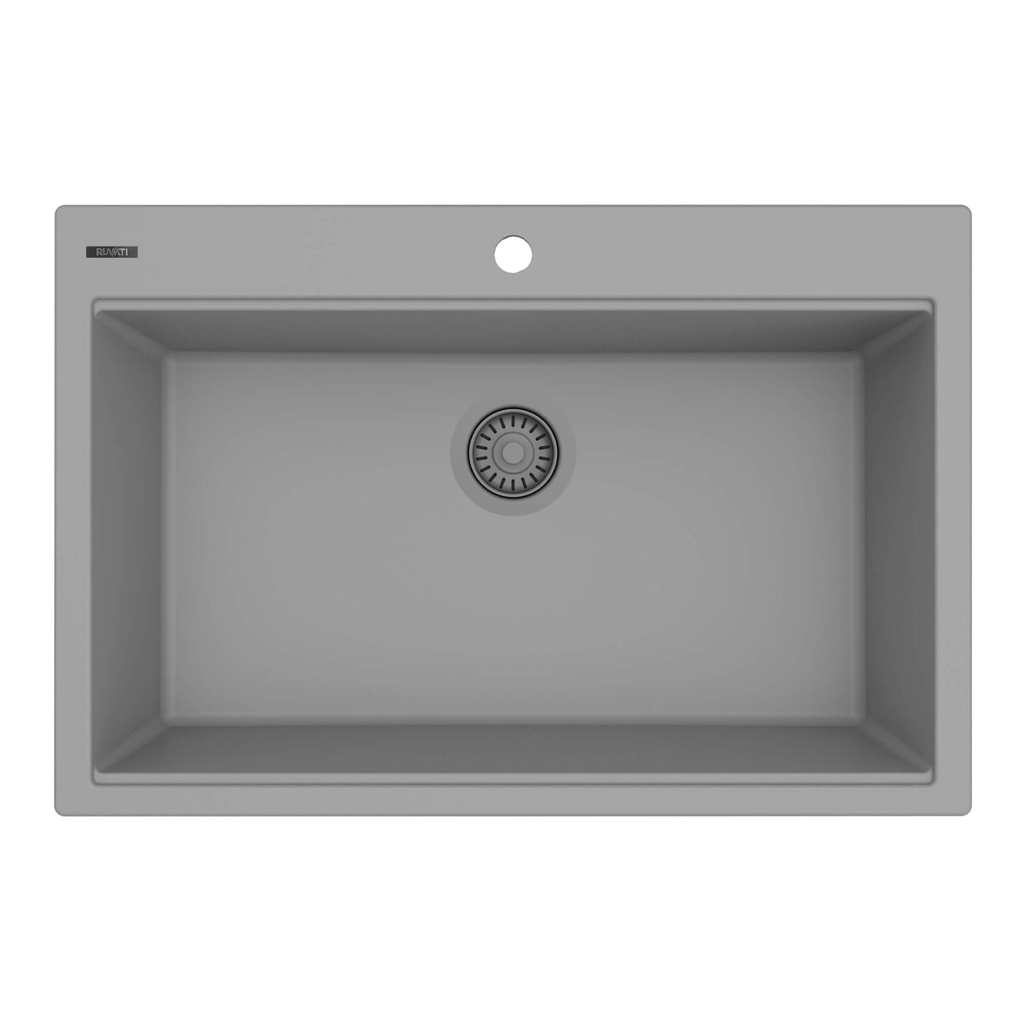 Ruvati 33 x 22 inch epiGranite Drop-in Topmount Granite Composite Single Bowl Kitchen Sink - Urban Gray - RVG1080UG