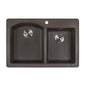 Ruvati 33 x 22 inch epiGranite Dual-Mount Granite Composite Double Bowl Kitchen Sink - Espresso Brown - RVG1344ES