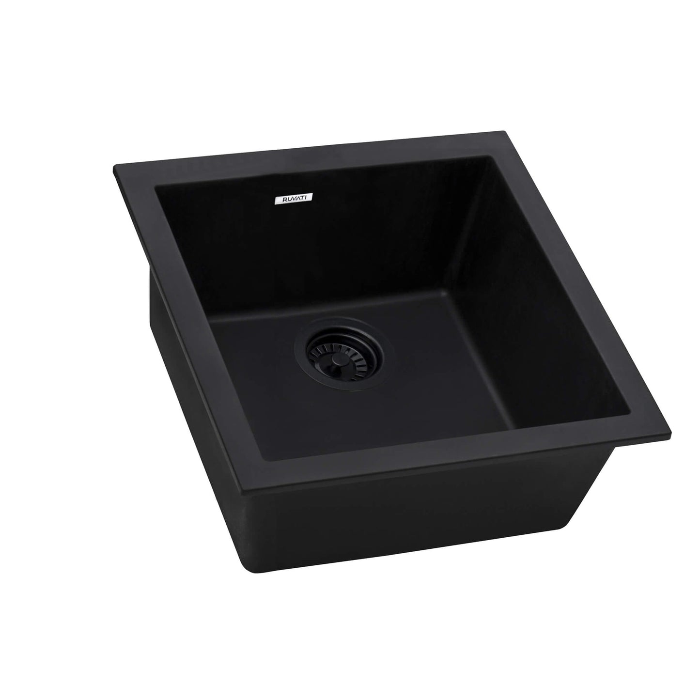 Ruvati 17 x 17 inch Granite Composite Undermount Single Bowl Wet Bar Prep Sink - Midnight Black - RVG2018BK