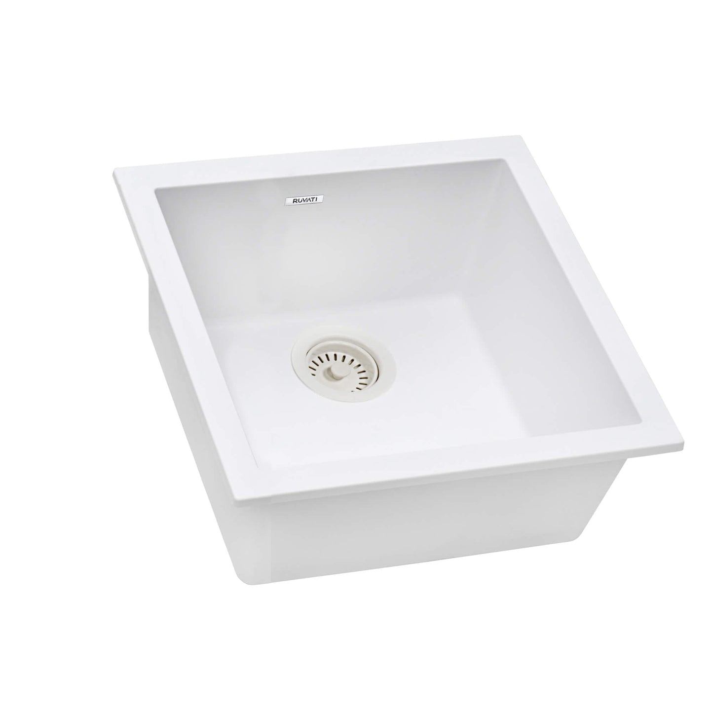 Ruvati 17 x 17 inch Granite Composite Undermount Single Bowl Wet Bar Prep Sink - Arctic White - RVG2018WH