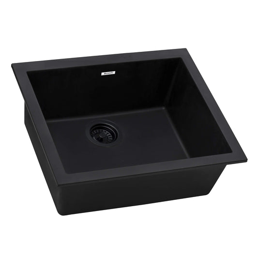 Ruvati 23 x 17 inch Granite Composite Undermount Single Bowl Kitchen Sink - Midnight Black - RVG2023BK