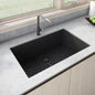 Ruvati 27 x 18 inch Granite Composite Undermount Single Bowl Kitchen Sink - Midnight Black - RVG2027BK