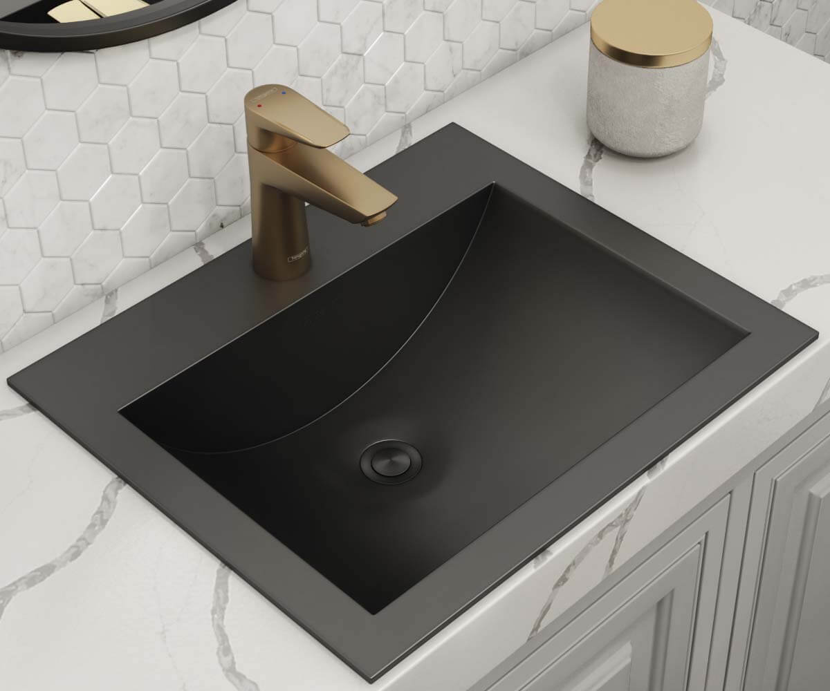 Ruvati 21 x 17 inch Gunmetal Black Drop-in Topmount Bathroom Sink Stainless Steel - RVH5110BL