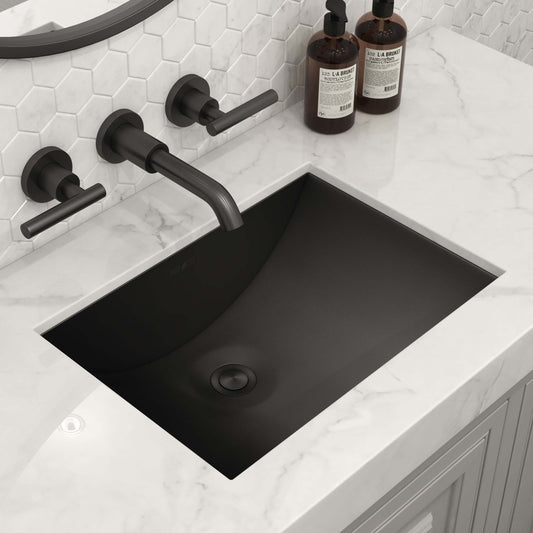 Ruvati 16 x 13 inch Gunmetal Black Undermount Bathroom Sink Stainless Steel - RVH6106BL