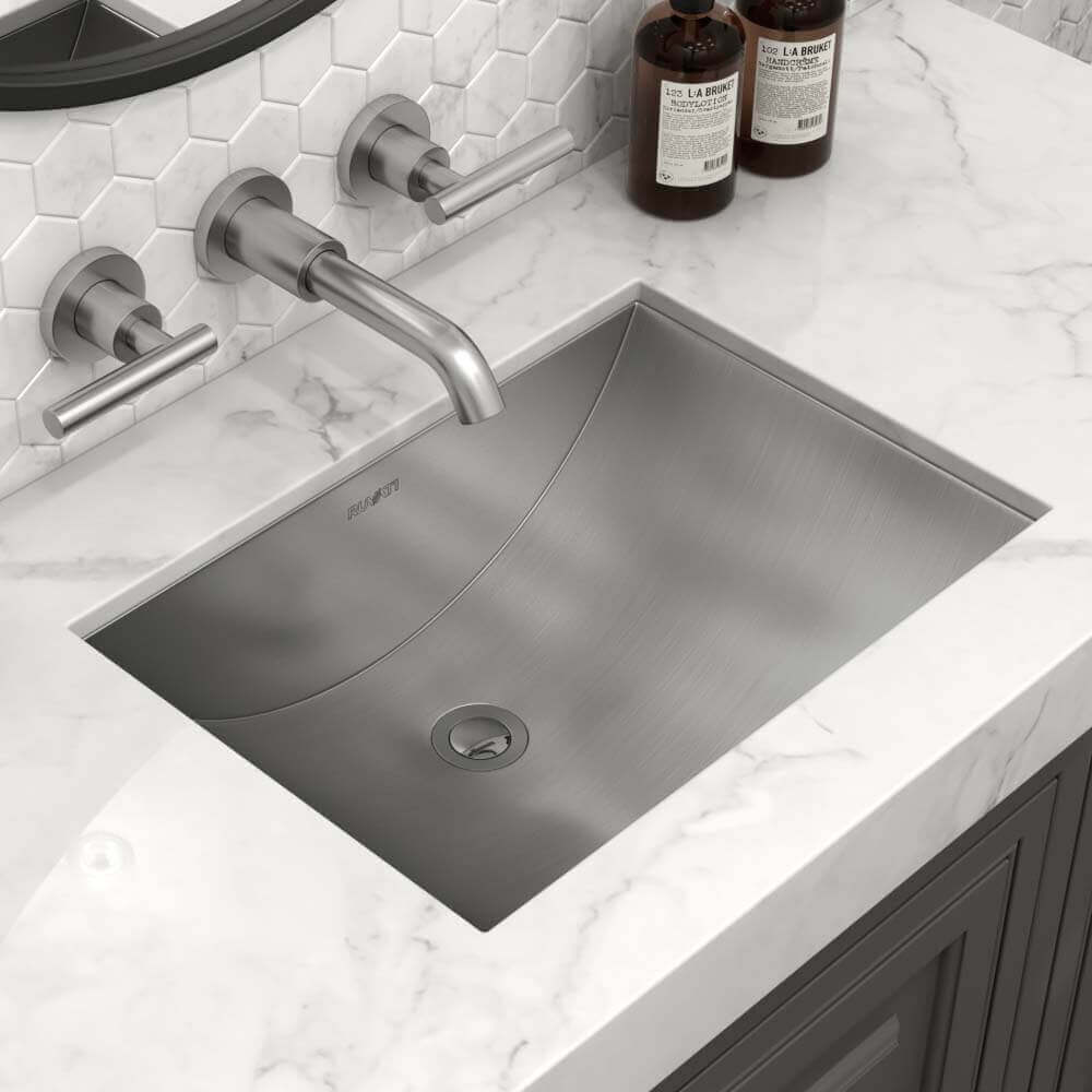 Ruvati 16 x 13 inch Brushed Stainless Steel Rectangular Bathroom Sink Undermount - RVH6106ST