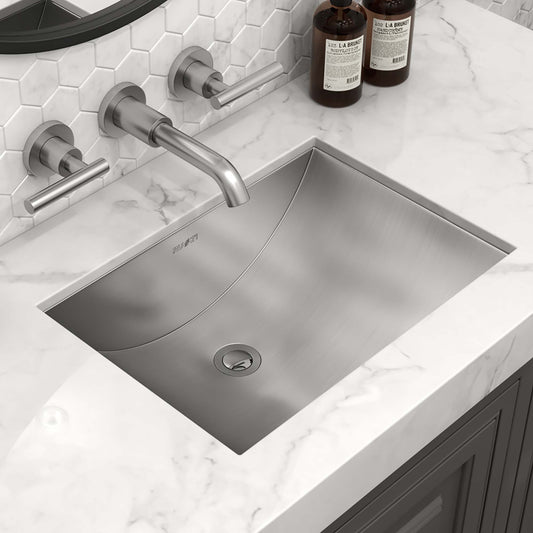 Ruvati 16 x 11 inch Brushed Stainless Steel Rectangular Bathroom Sink Undermount - RVH6107