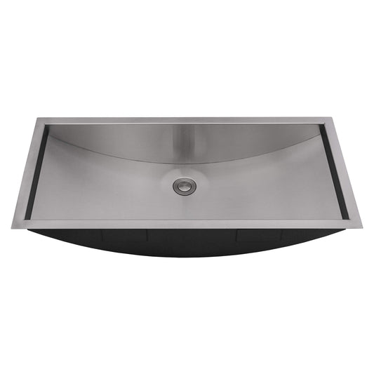 Ruvati 30 x 14 inch Brushed Stainless Steel Rectangular Bathroom Sink Undermount - RVH6120ST