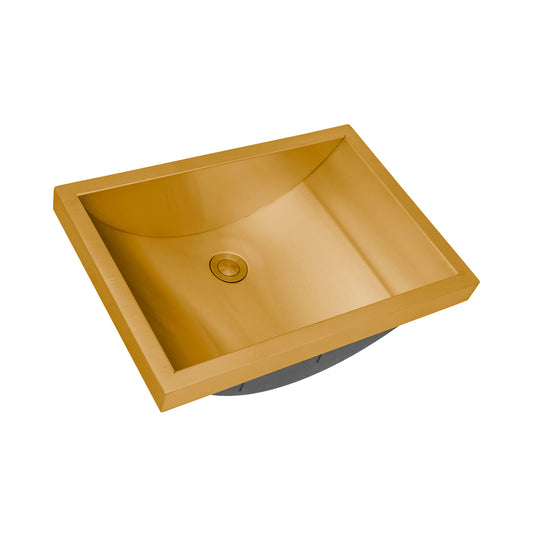 Ruvati 20 x 14 inch Brushed Gold Polished Brass Rectangular Bathroom Sink Semi-Recessed - RVH6211GG