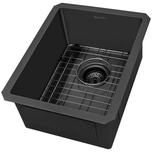 Ruvati 14-inch Gunmetal Black Stainless Steel Undermount Bar Prep Sink - RVH7114BL