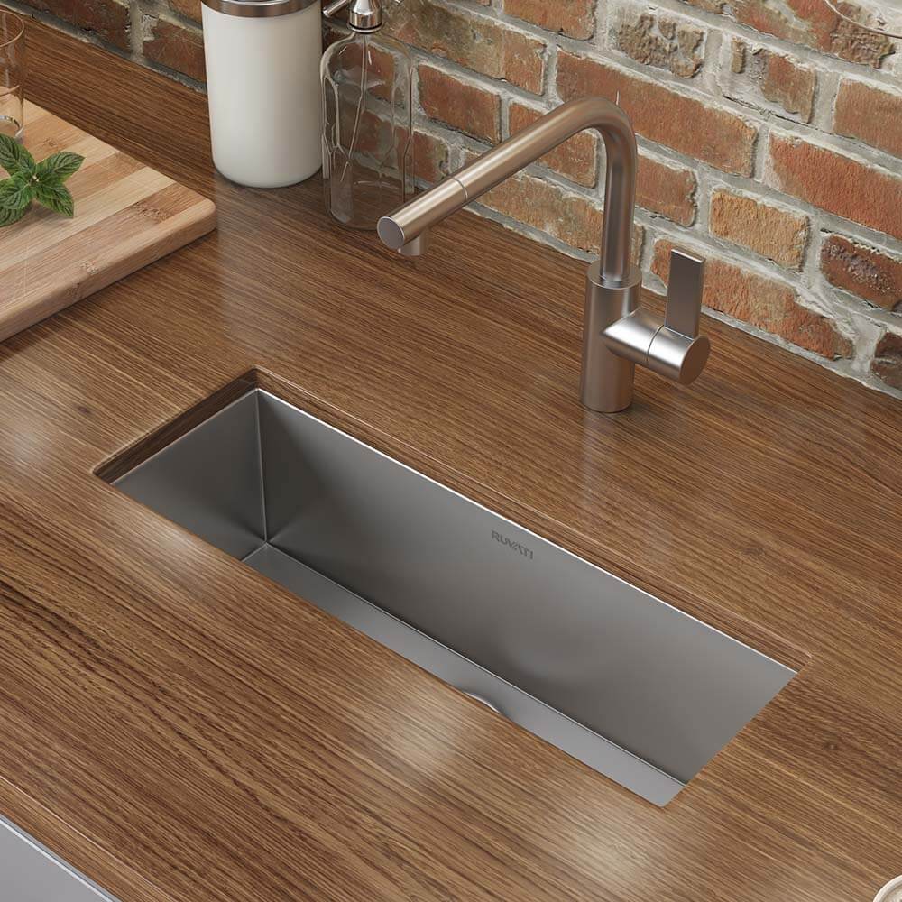 Ruvati 23" x 8" Bar Prep Sink Narrow Trough Undermount 16 Gauge Stainless Steel Single Bowl - RVH7120