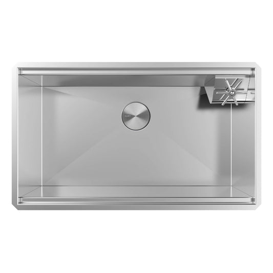 Ruvati 32-inch Glass Rinser Sink Workstation Ledge Undermount 16 Gauge Stainless Steel Kitchen Sink Single Bowl - RVH8512