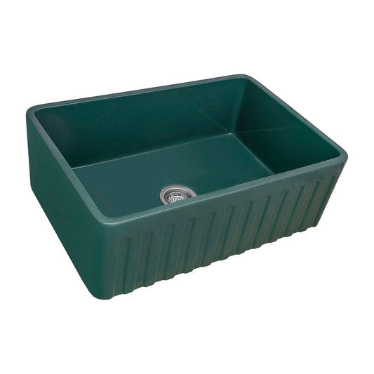 Ruvati 30 x 20 inch Fireclay Reversible Farmhouse Apron-Front Kitchen Sink Single Bowl - Emerald Green - RVL2100EG