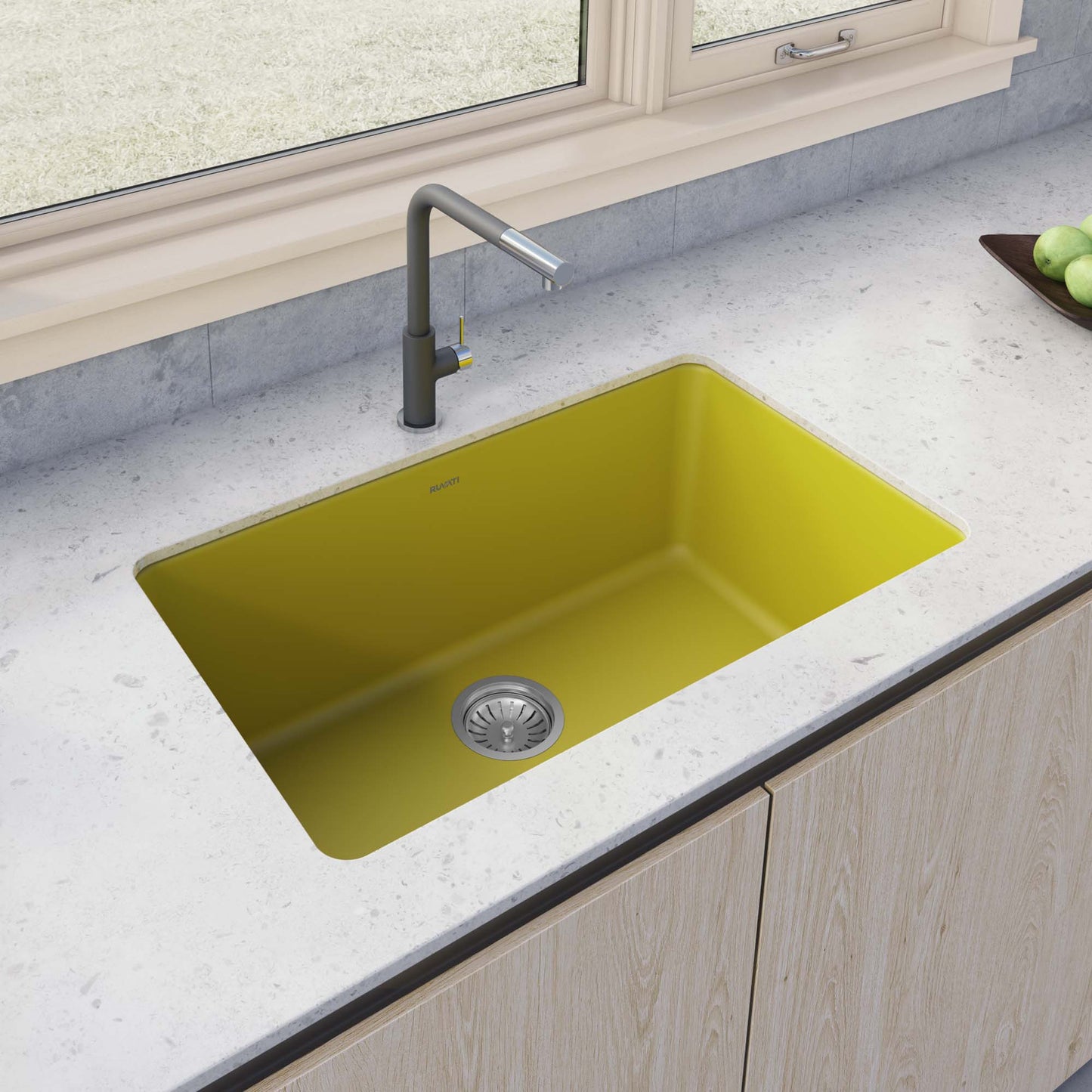 Ruvati 30-inch Fireclay Undermount / Drop-in Topmount Kitchen Sink Single Bowl - Yellow - RVL3030YL