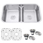 Ruvati 32-inch Low-Divide 50/50 Double Bowl Undermount 16 Gauge Stainless Steel Kitchen Sink - RVM4350