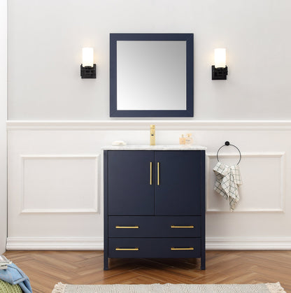 Leidesdorff 30" Single Bathroom Vanity Set with Mirror in Blue