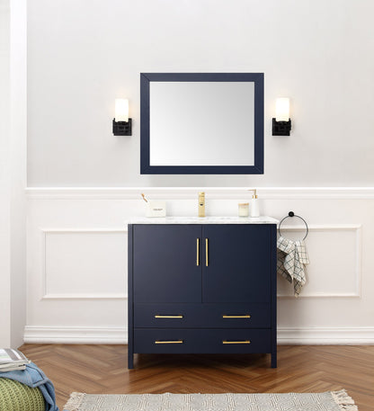 Leidesdorff 36" Single Bathroom Vanity Set with Mirror in Blue