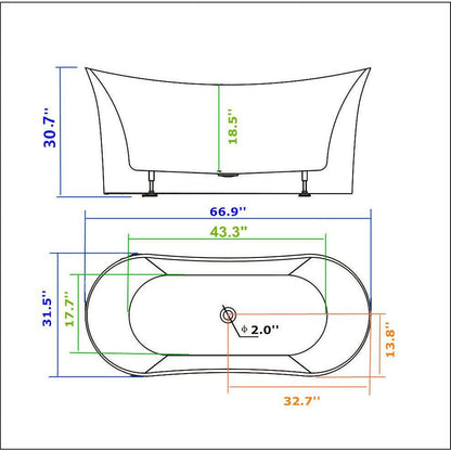 Legion White Acrylic Soaking Tub WE6805-J