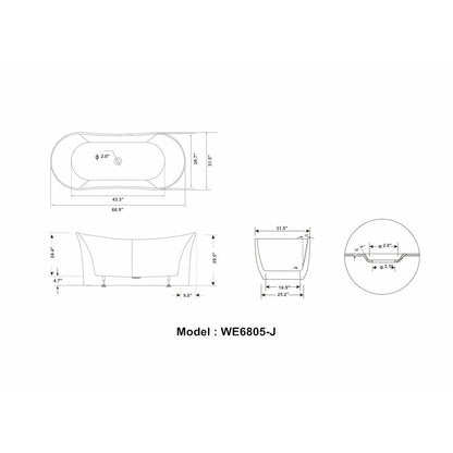 Legion White Acrylic Soaking Tub WE6805-J