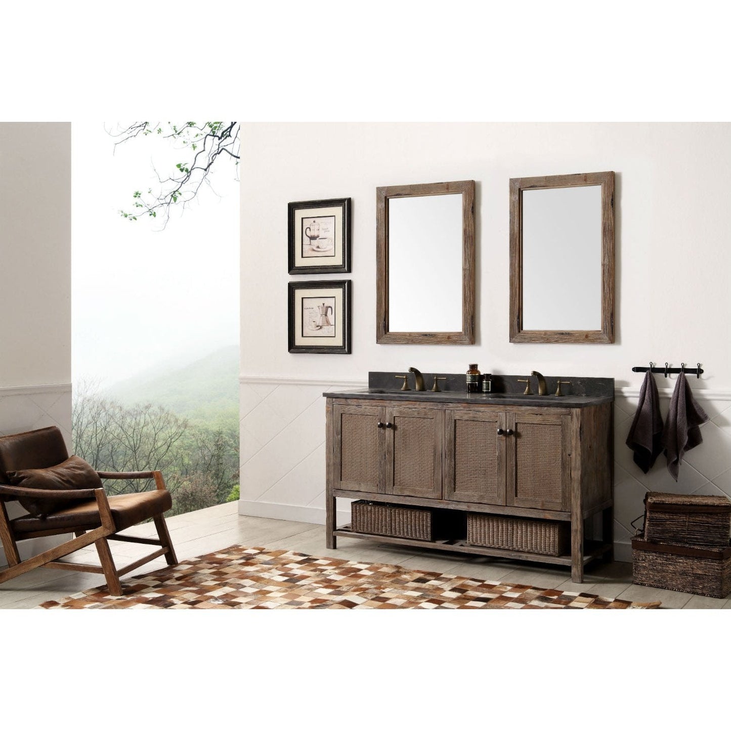 Legion Furniture 60" Solid Wood Sink Vanity With Moon Stone Top-No Faucet WH5160-BR