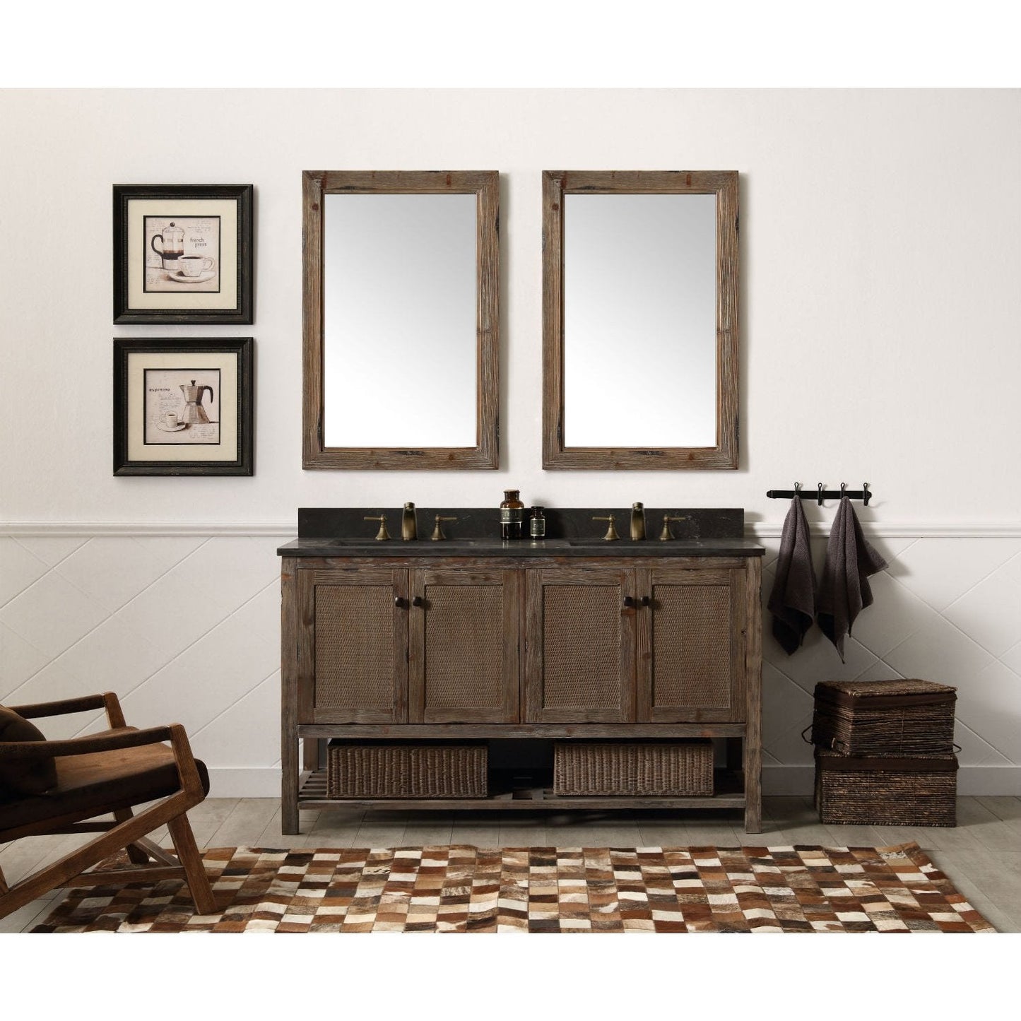 Legion Furniture 60" Solid Wood Sink Vanity With Moon Stone Top-No Faucet WH5160-BR