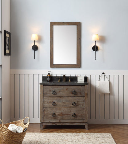 36" Motley Rustic Fir Bath Vanity with Moon Stone Marble Top