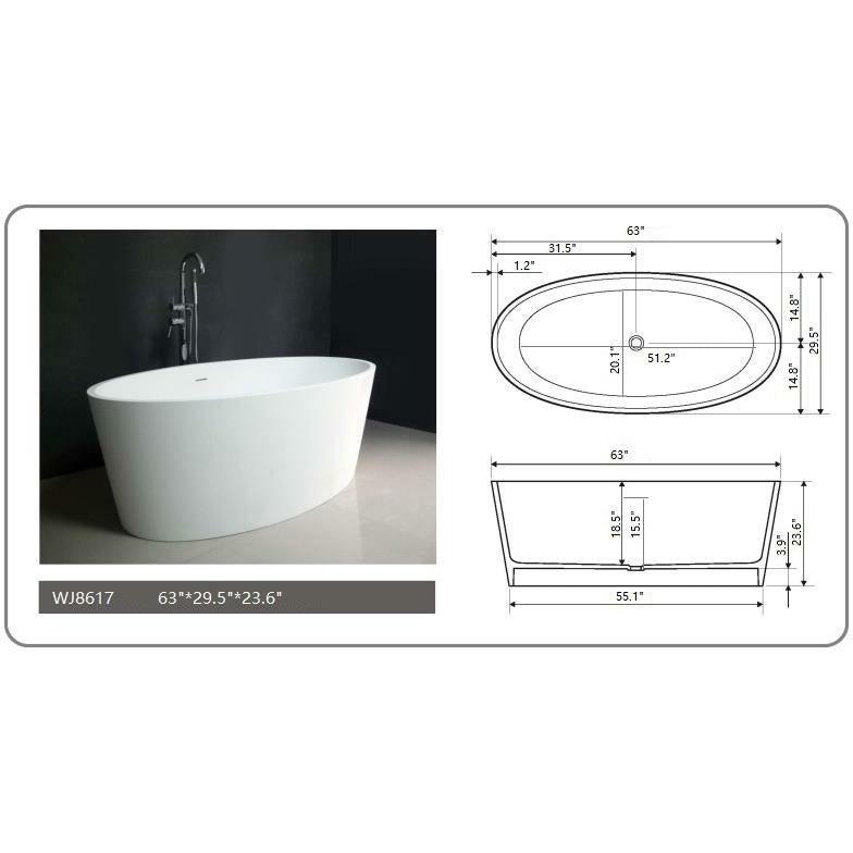 Legion White Solid Surface Soaking Tub WJ8617-W